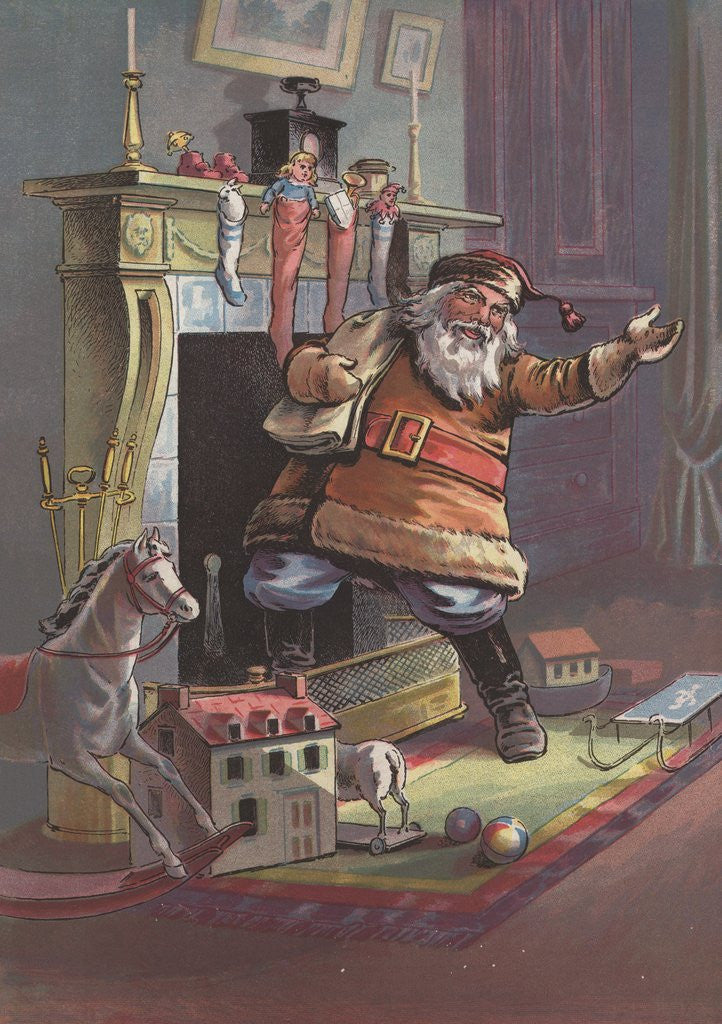 Detail of Santa Claus going up chimney by Anonymous