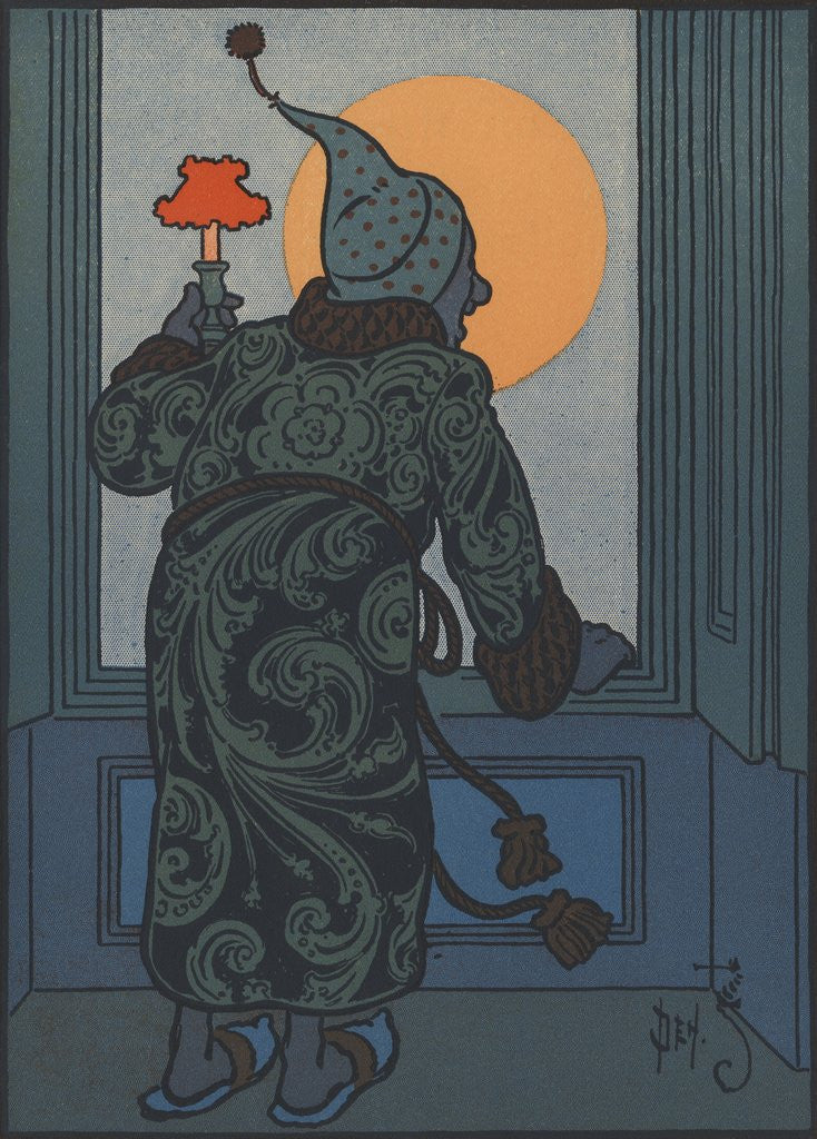 Detail of Man looking for Santa Claus on Christmas Eve by Anonymous