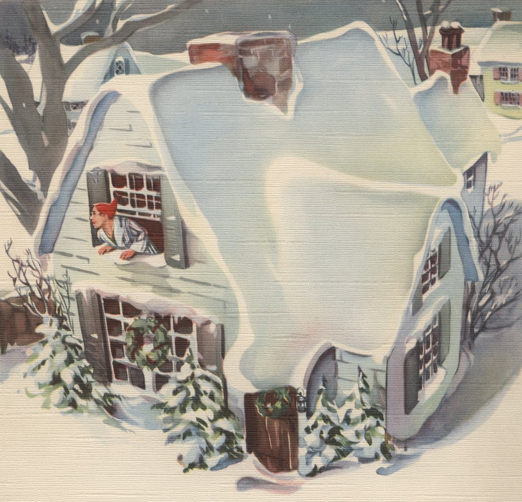 Detail of Man looking out window on Chrismas Eve by Anonymous