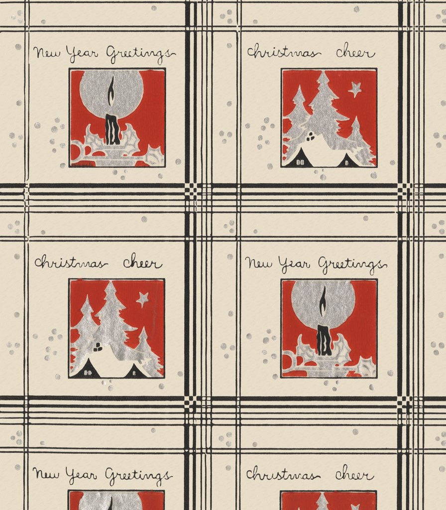 Detail of Christmas cheer and new year greetings pattern by Anonymous