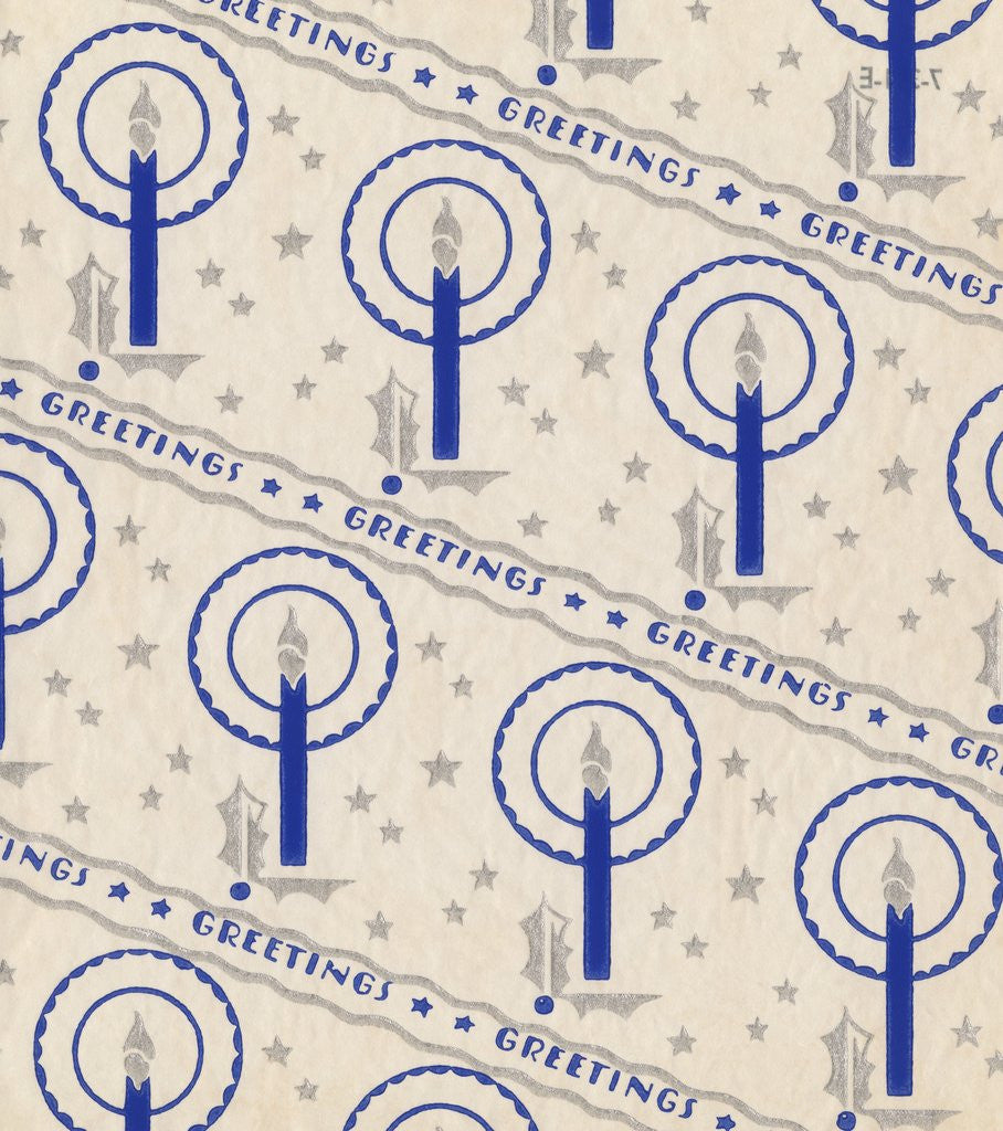 Detail of Greetings pattern with burning candle by Anonymous