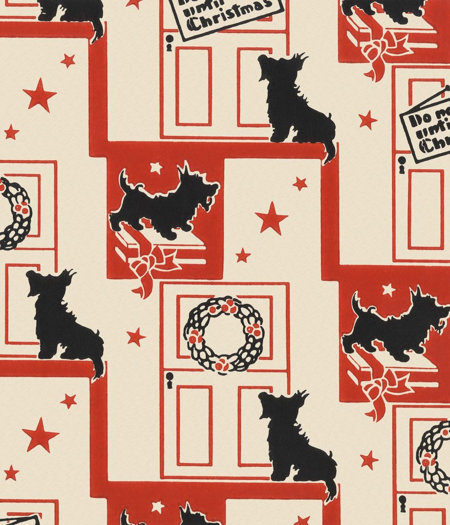 Detail of Do not open until Christmas pattern with dog by Corbis