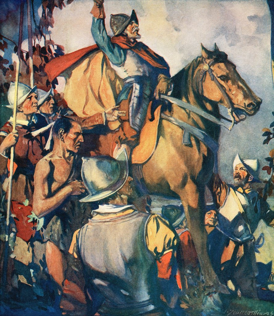 Detail of Hernando de Soto discovering the Mississippi by Anonymous