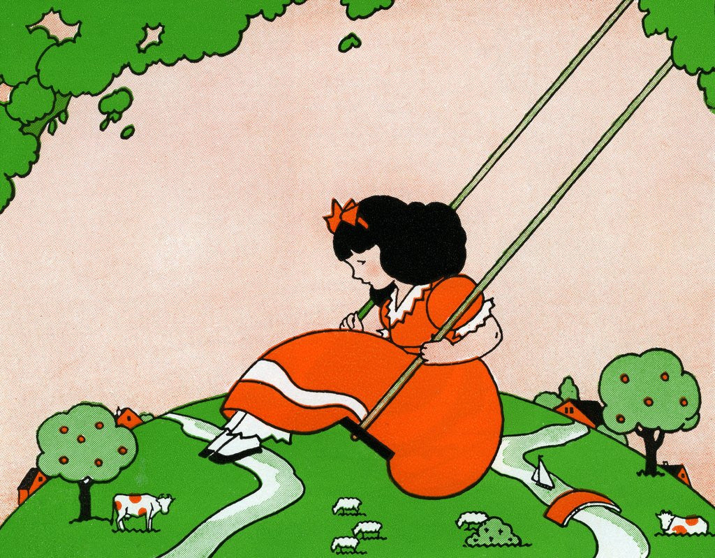 Detail of Girl on swing by Corbis