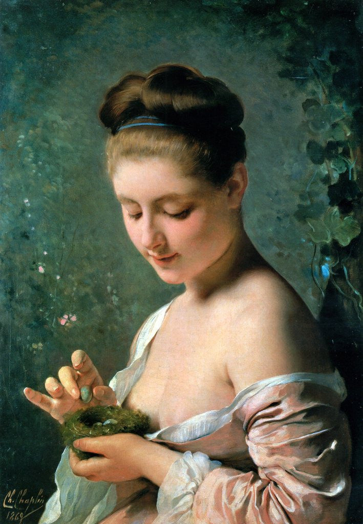 Detail of Girl with a Nest by Charles Joshua Chaplin