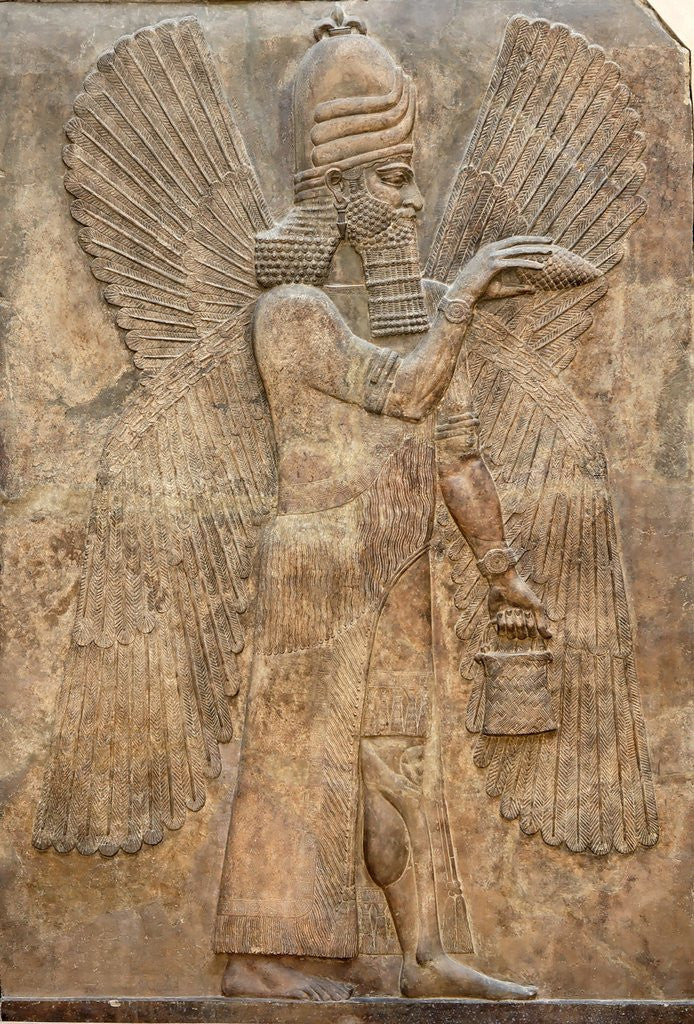 Detail of Assyrian relief of winged genie by Anonymous