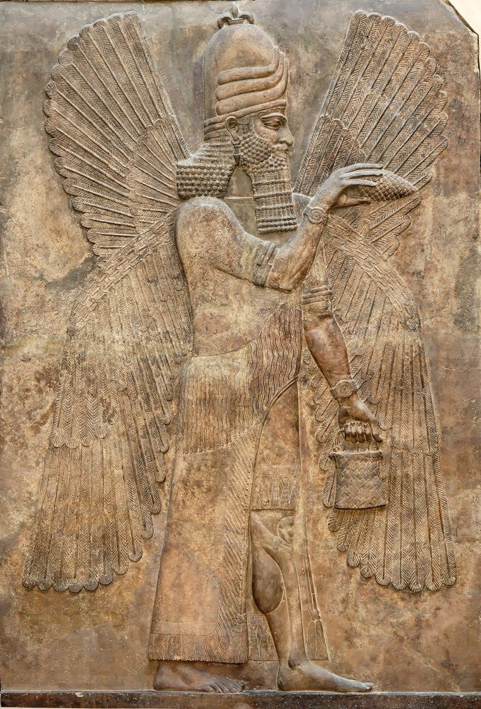 Detail of Assyrian relief of winged genie by Corbis