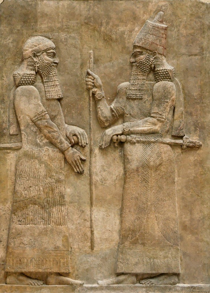 Detail of Assyrian low-relief of Sargon II and dignitary by Anonymous
