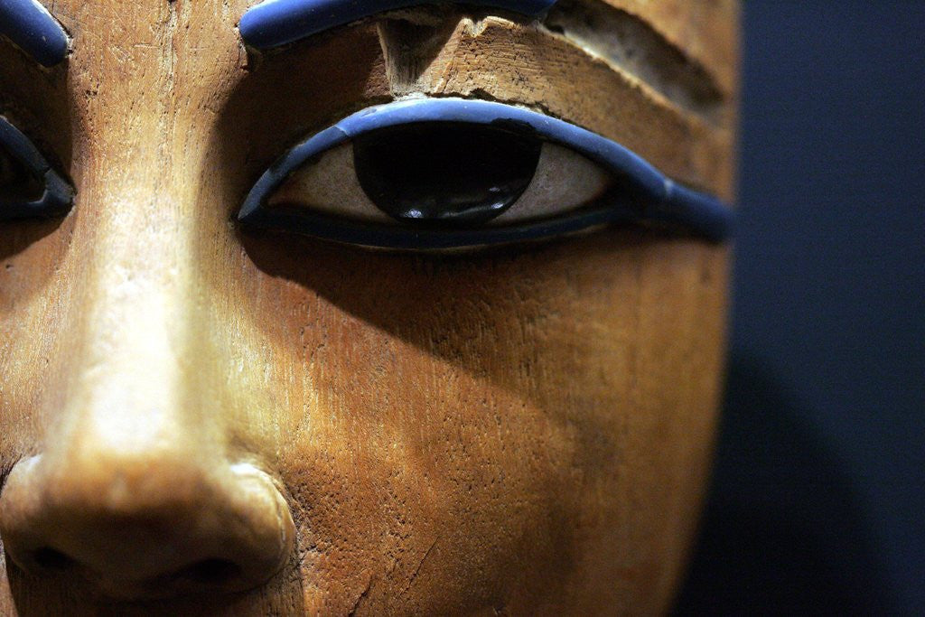 Detail of Detail of eyes in Egyptian wooden coffin by Corbis