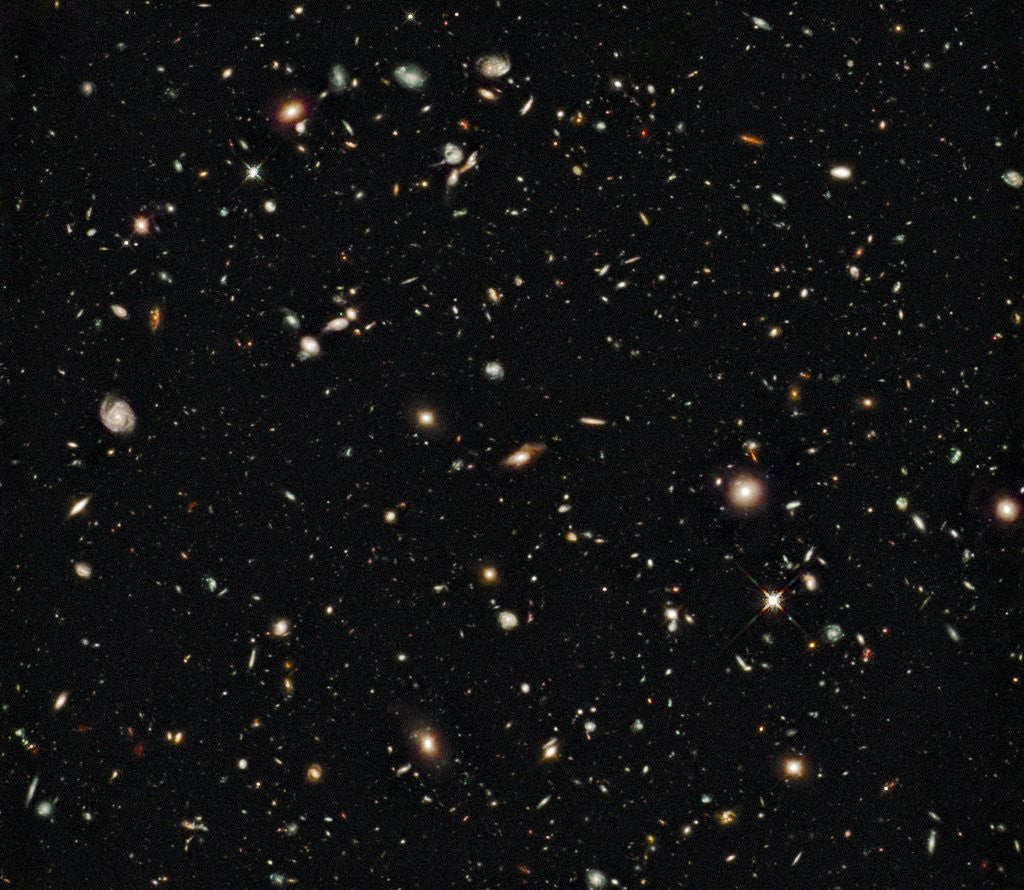 Detail of New galaxies seen with the Hubble Space Telescope Wide Field Camera by Corbis