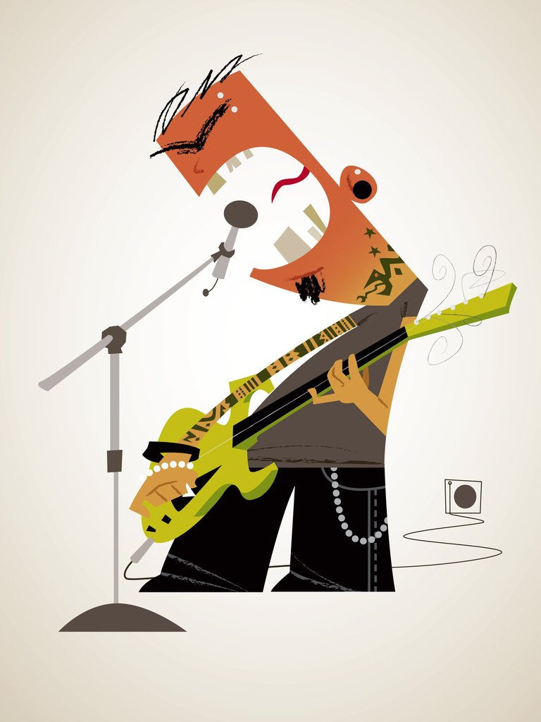 Detail of Aggressive rock musician by Anonymous