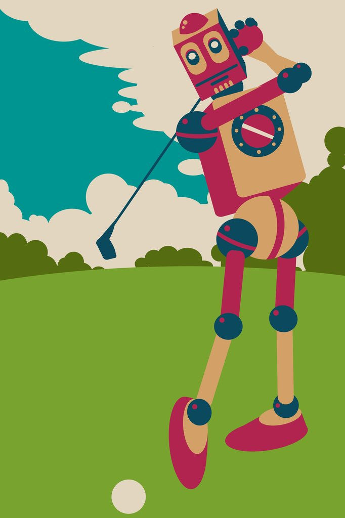 Detail of Robot hitting golf ball by Anonymous