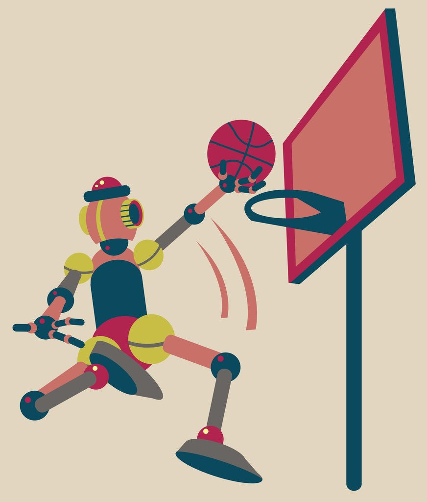 Detail of Robot shooting hoops by Anonymous