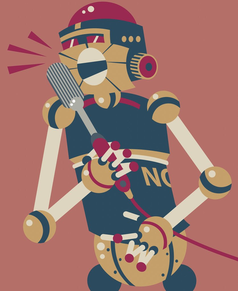 Detail of Robot singing in microphone by Anonymous