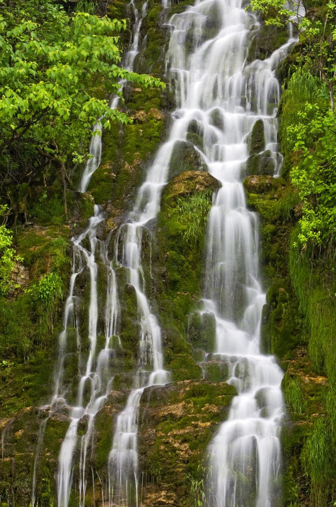 Detail of Waterfall Cascading Down Cliffside Along the Coast of the Gulf of St. Lawrence, Gaspe Peninsula, La Martre, Quebec, Canada. by Anonymous