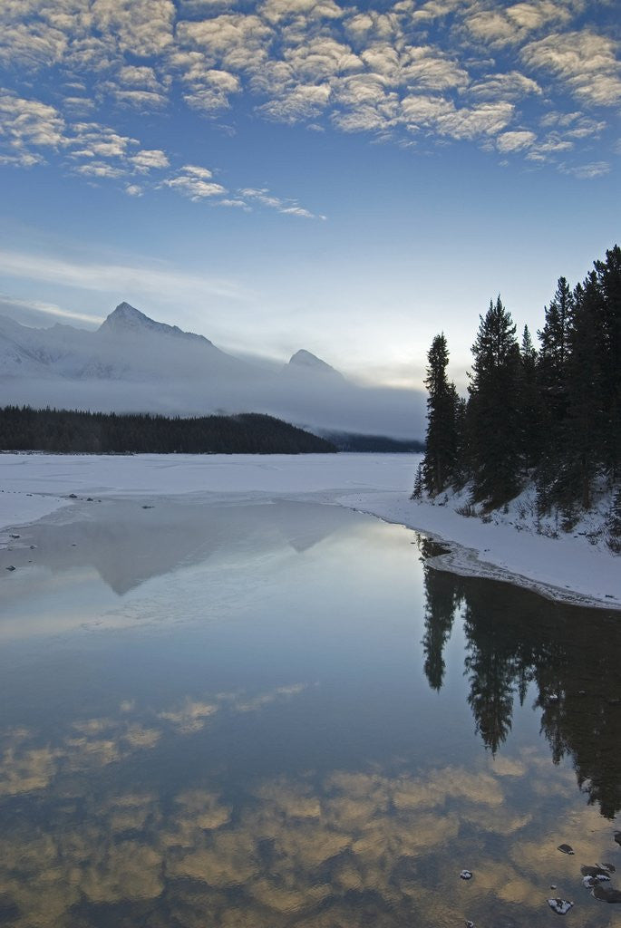 Detail of Maligne Lake, at First Light Near Jasper, Alberta, Canada. by Anonymous