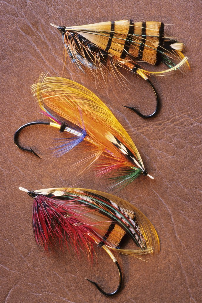 Detail of Flyfishing: Full Dressed Atlantic Salmon Flies, Canada. by Anonymous