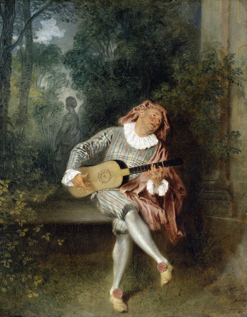 Detail of Mezzetin by Jean-Antoine Watteau