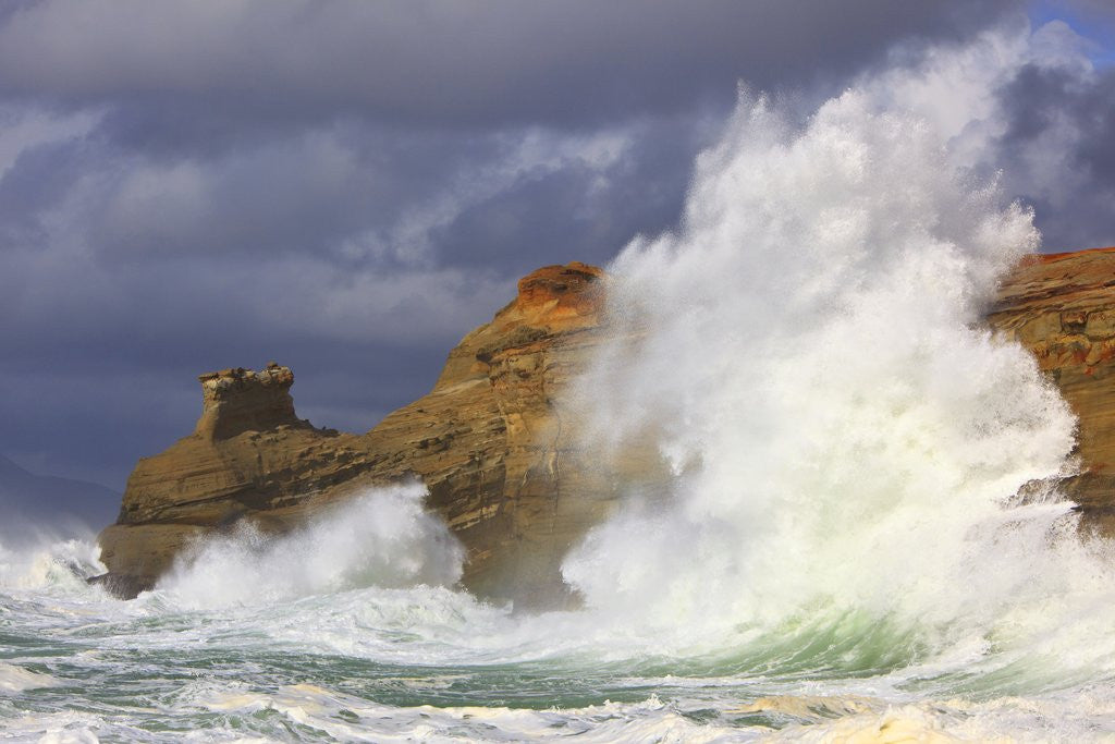 Detail of Big waves breaking on Cape Kiwanda, Oregon Coast by Anonymous