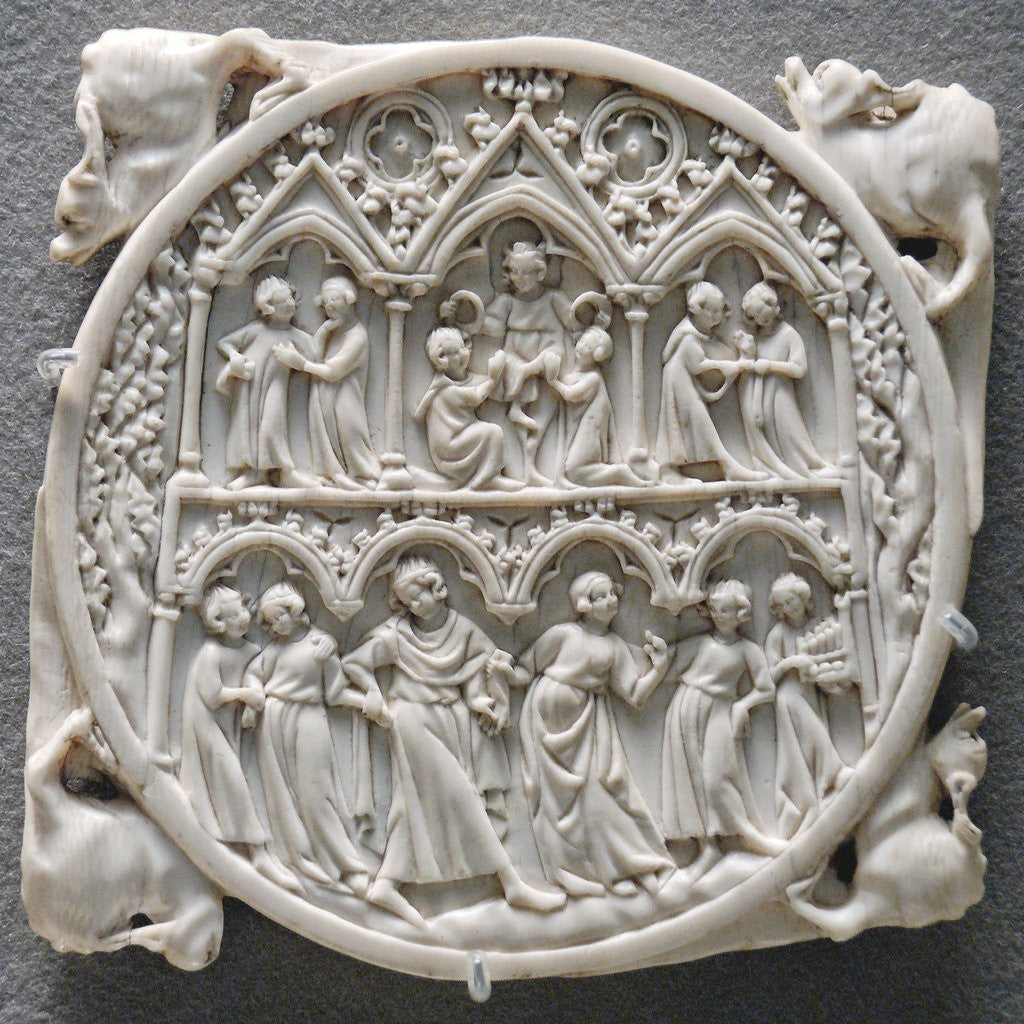 Detail of Ivory mirror case with Court of the God of Love by Anonymous