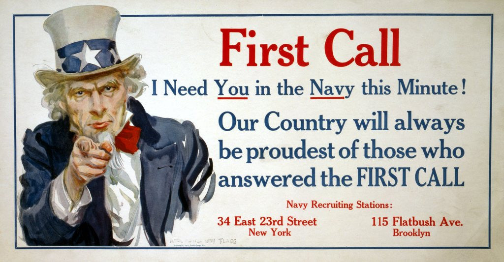 Detail of First Call poster by James Montgomery Flagg