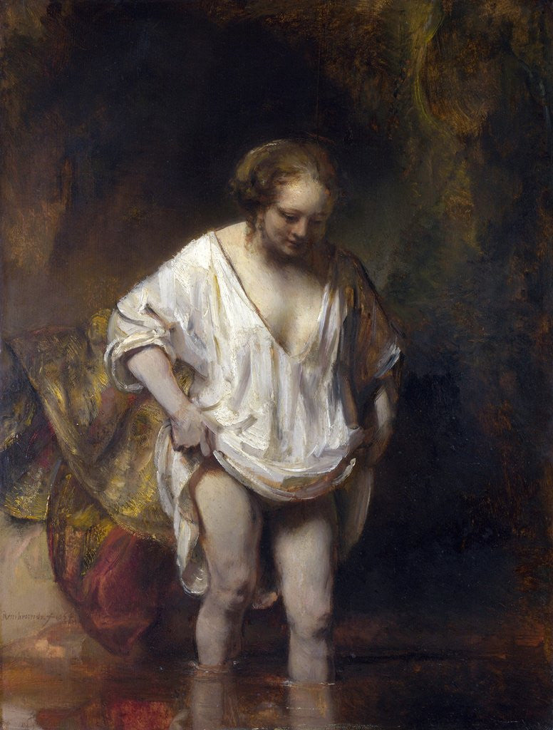 Detail of Woman Bathing in a Stream by Rembrandt van Rijn