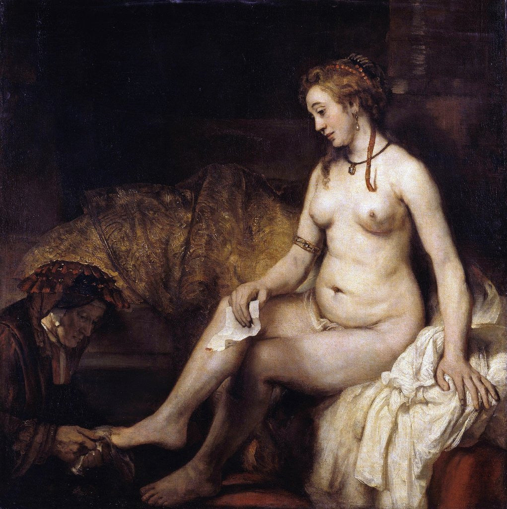 Detail of Bathsheba with David's Letter by Rembrandt van Rijn