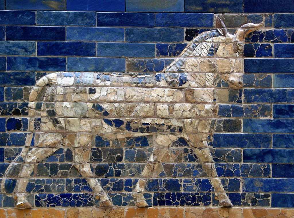 Detail of Detail of auroch on Ishtar Gate at Pergamon Museum by Anonymous