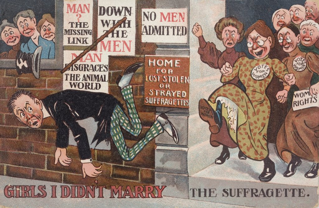 Detail of Anti-suffragette postcard by Anonymous