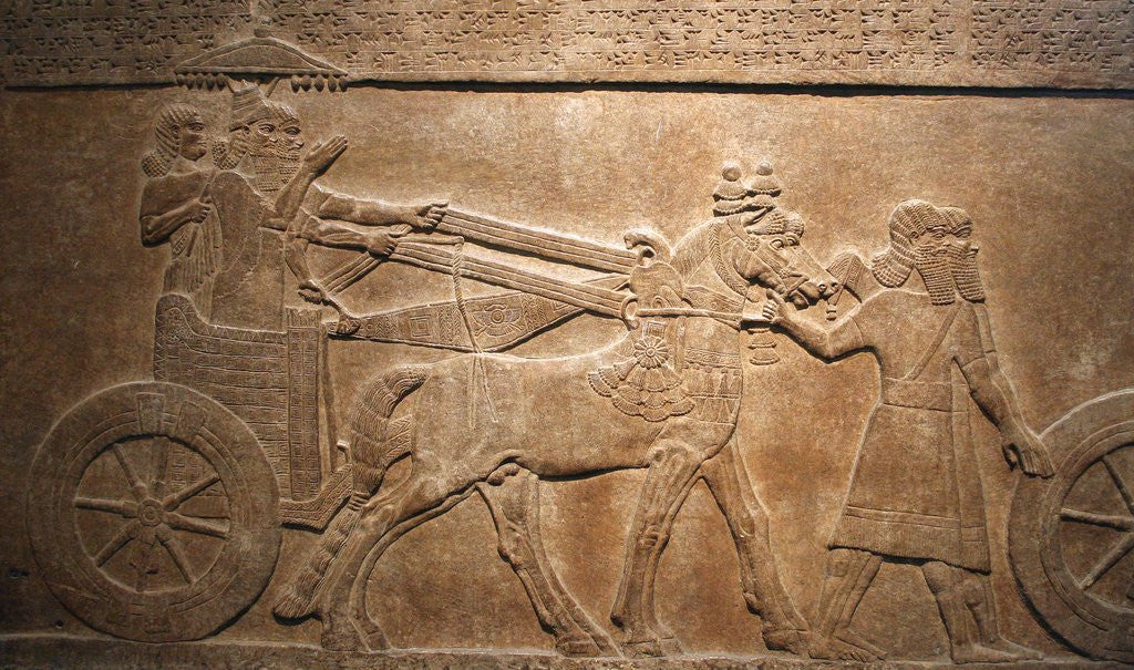 Detail of Detail of Late Assyrian alabaster relief panel from Central Palace of Tiglath-pileser III by Anonymous