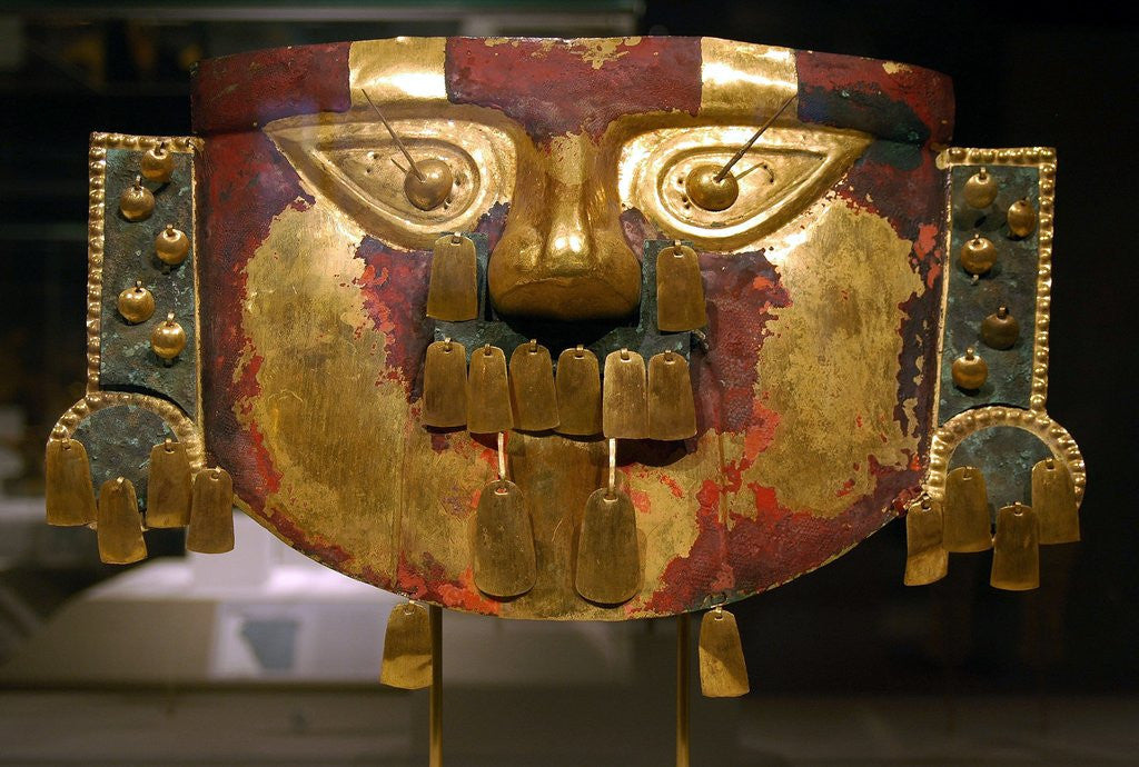Detail of Lambayeque gold funerary mask by Anonymous