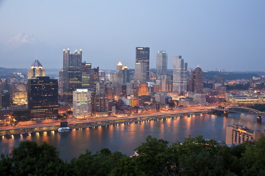 Detail of Pittsburgh skyline along the Monongahela River by Anonymous