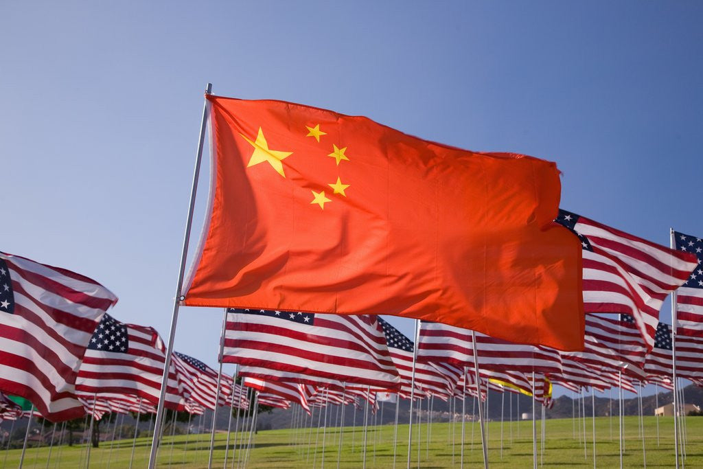 Detail of Chinese and American flags during 3000 Flags for 9-11 tribute by Anonymous