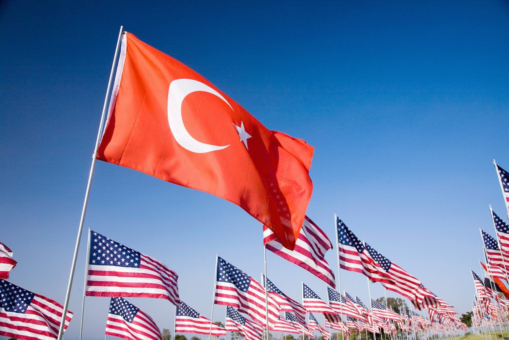 Detail of Turkish and American flags during 3000 Flags for 9-11 tribute by Corbis