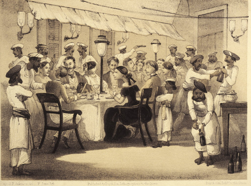 Detail of British colonials having dinner by Anonymous