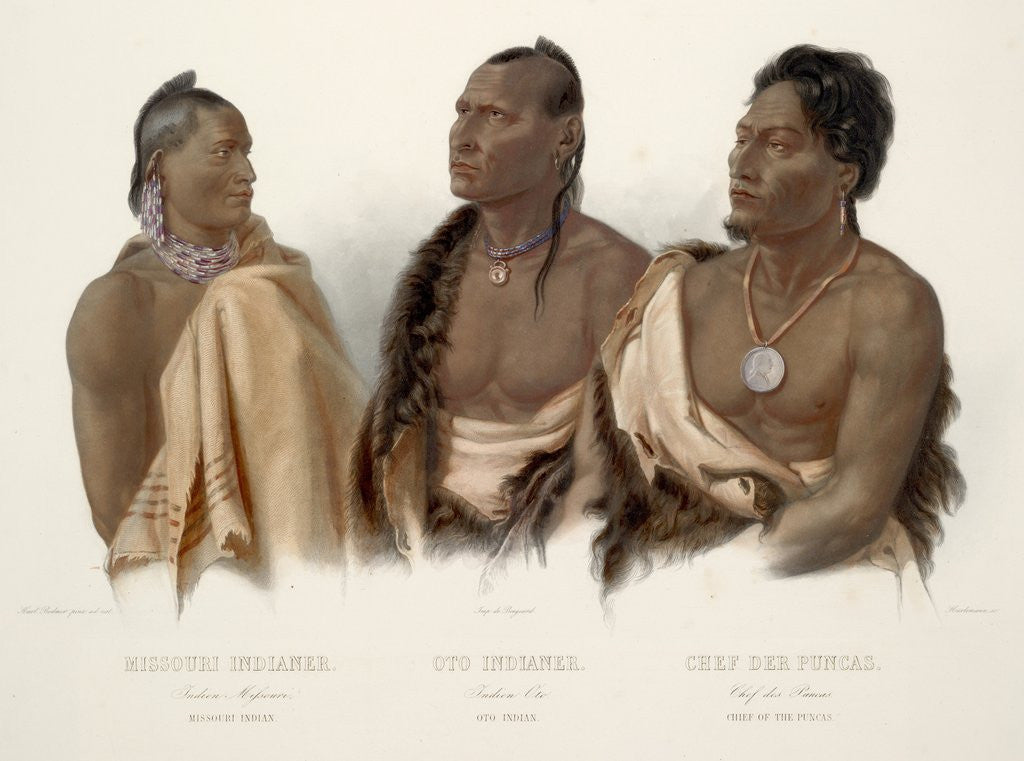 Detail of Missouri Indian, Oto Indian, Chief of the Puncas by Karl Bodmer