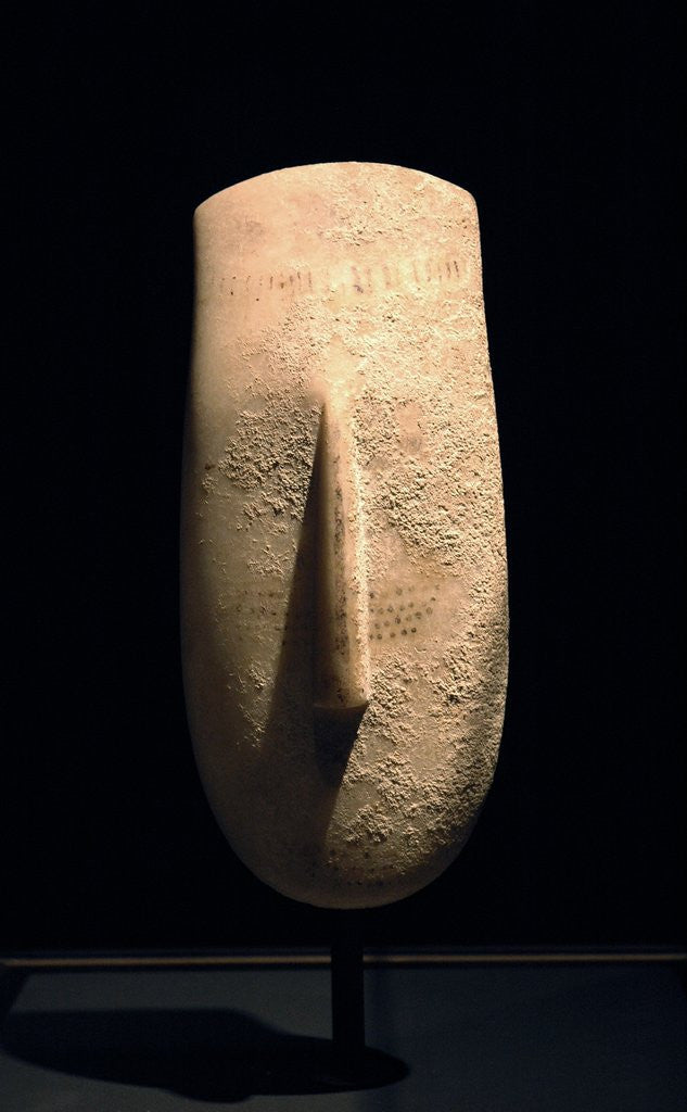 Detail of Cycladic sculpture of female head by Anonymous