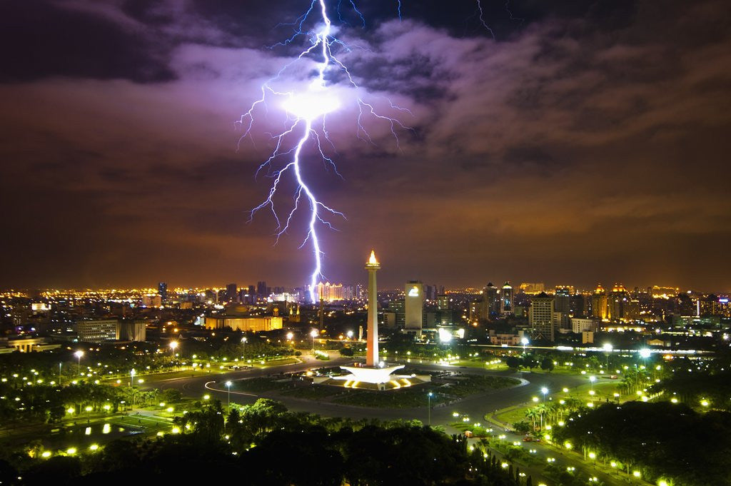 Detail of Lightening striking near Merdeka Square by Anonymous