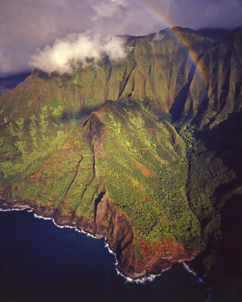 Detail of Aerial view of Na Pali coast by Anonymous