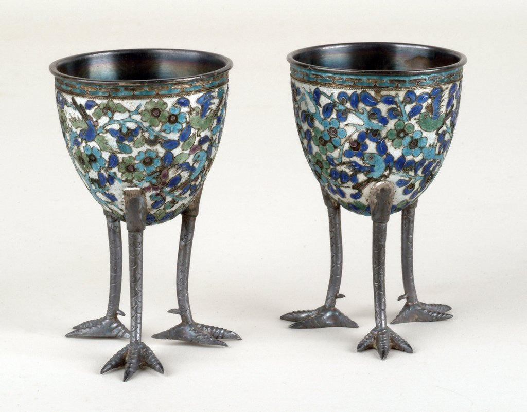 Detail of Two Chinese cloisonne egg cups by Anonymous