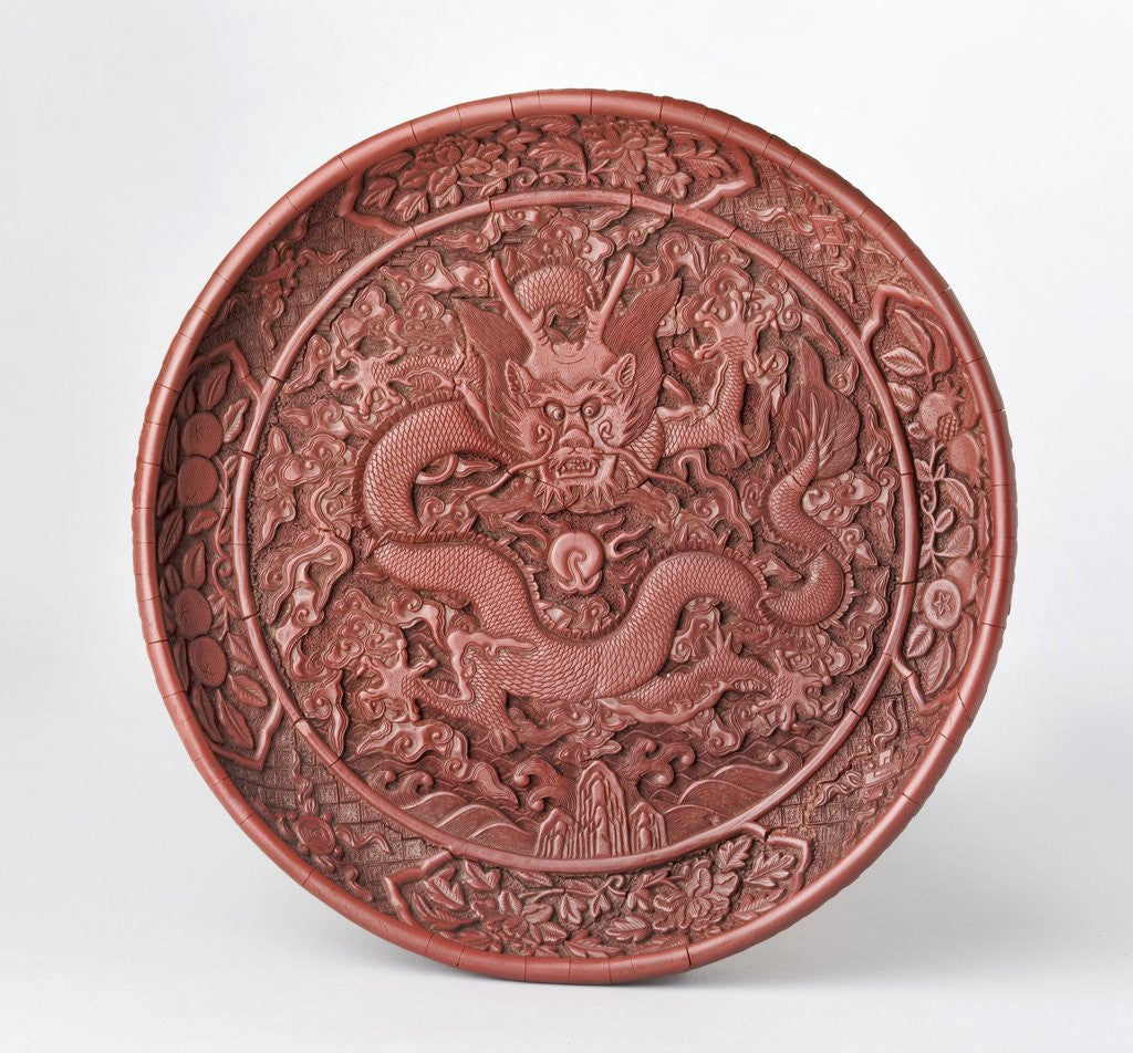 Detail of Dragon on a carved platter by Anonymous