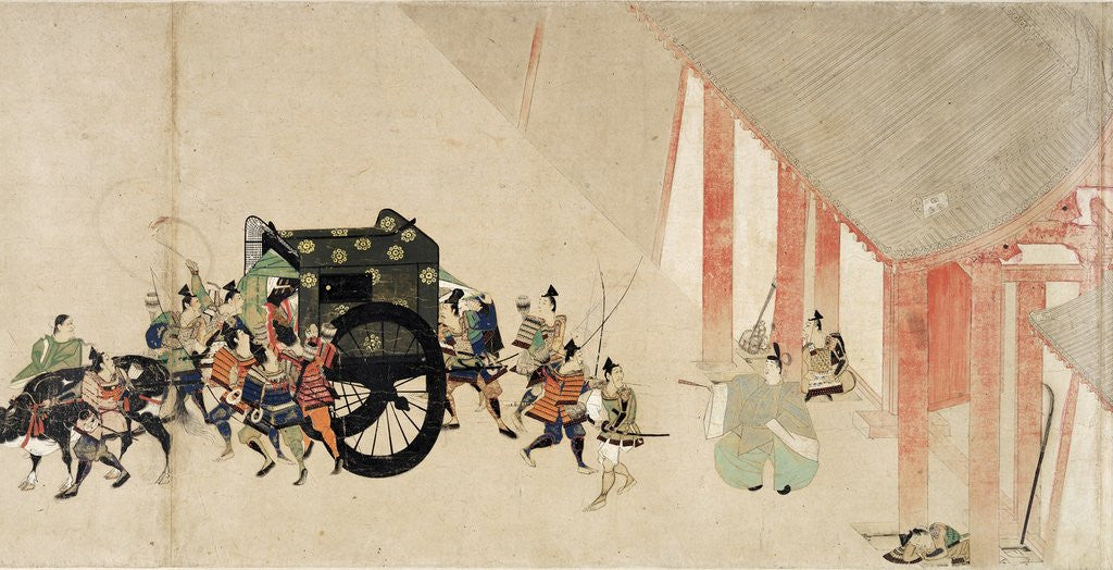 Detail of Emperor Nijo escaping from the Imperial Palace by Anonymous