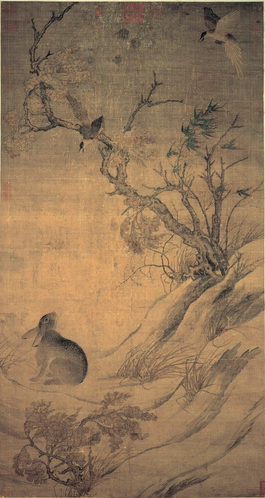 Detail of Magpies and Hare by Cui Bai