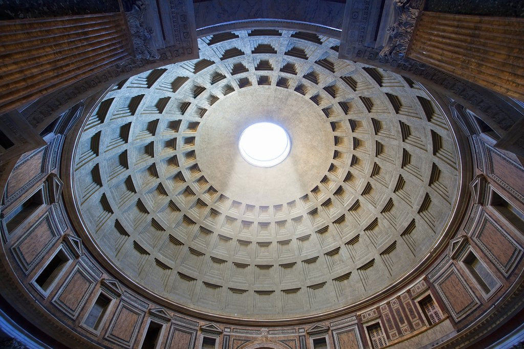 Detail of Interior of the dome on the Pantheon in Rome by Corbis