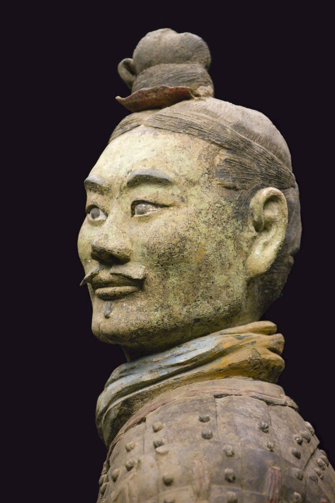 Detail of Terra cotta warrior with color still remaining, Emperor Qin Shihuangdi's Tomb, Xian, Shaanxi, China by Anonymous