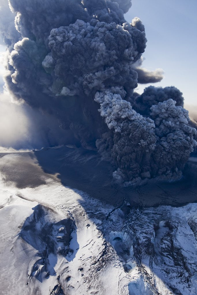 Detail of Eyjafjallajokull volcano erupting in Iceland by Corbis