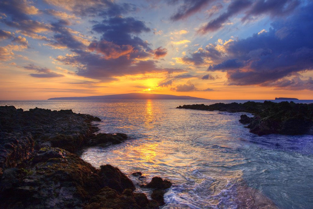 Detail of Sunset at Maui Wai or Secret Beach on Maui in Hawaii by Anonymous