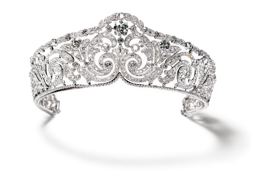 Detail of Foliates diamond tiara by Anonymous