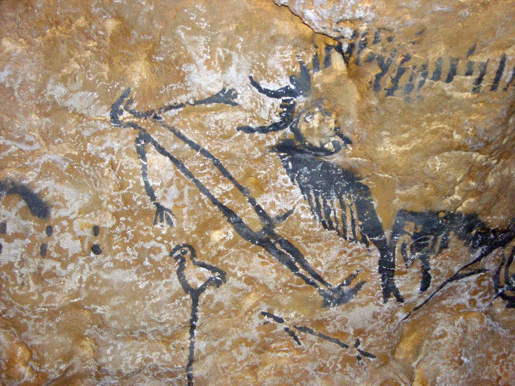 Detail of Cave painting of bird-headed man at Lascaux by Anonymous