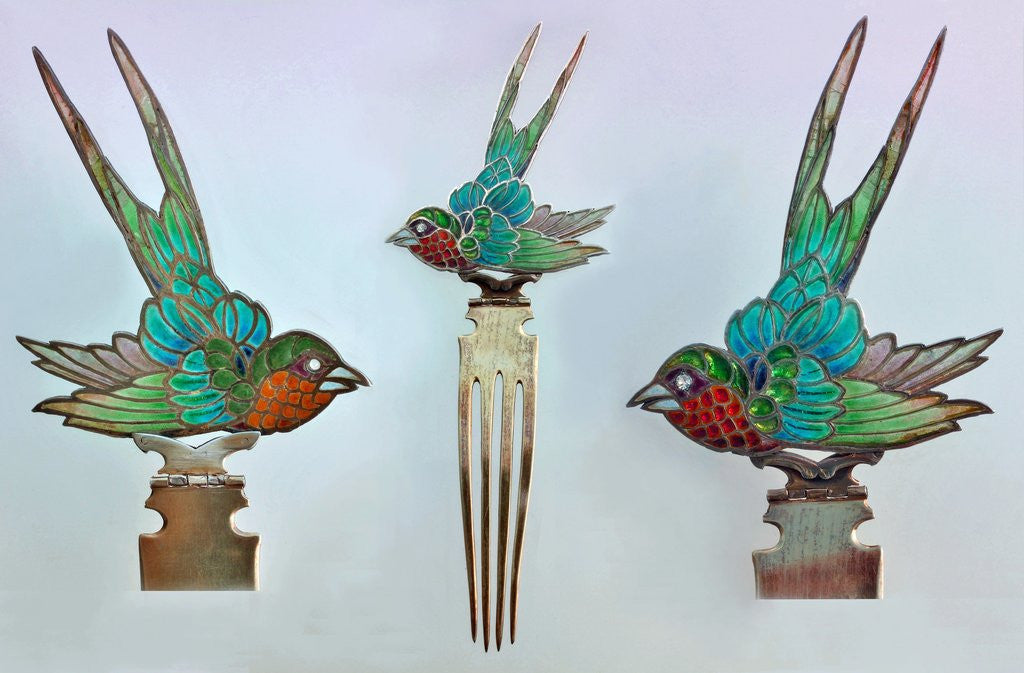 Detail of British Arts and Crafts hair combs with swallows by Anonymous